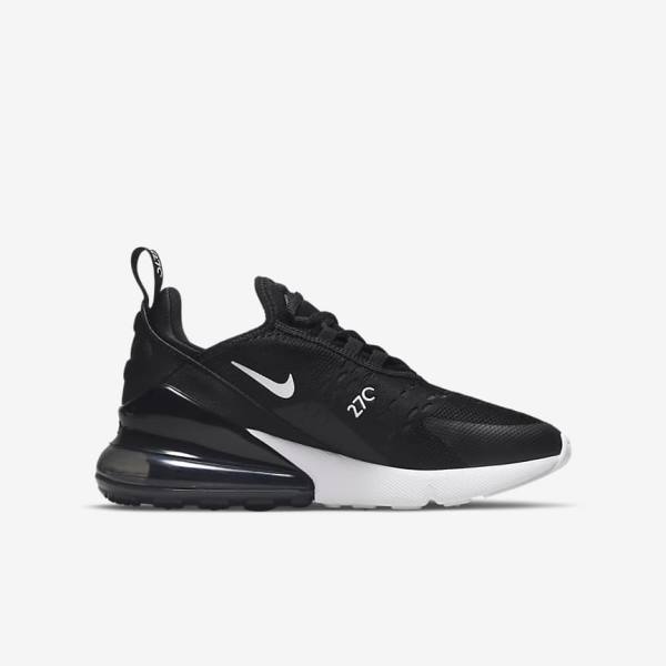 Zapatillas Nike Air Max 270 Older Niños Negras Gris Oscuro Blancas | NK756ZBC