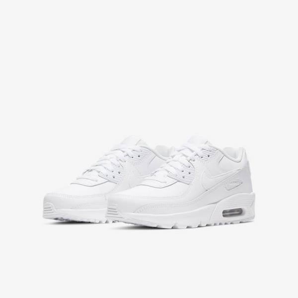 Zapatillas Nike Air Max 90 LTR Older Niños Blancas Metal Plateadas Blancas | NK397PQH