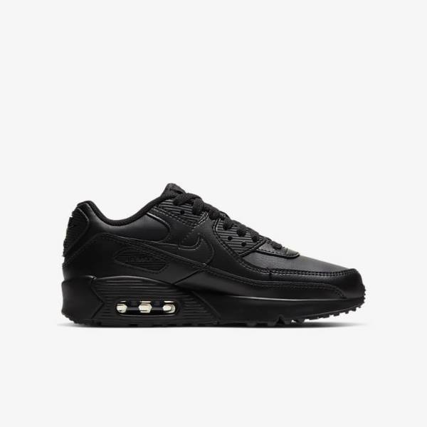 Zapatillas Nike Air Max 90 LTR Older Niños Negras Blancas | NK704OKN