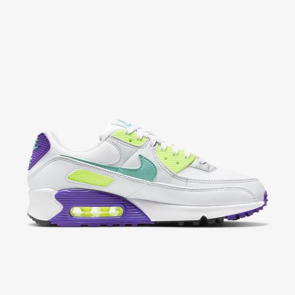 Zapatillas Nike Air Max 90 Mujer Blancas Plateadas Turquesa | NK591CNL