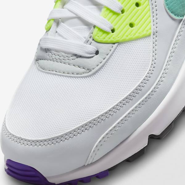 Zapatillas Nike Air Max 90 Mujer Blancas Plateadas Turquesa | NK591CNL