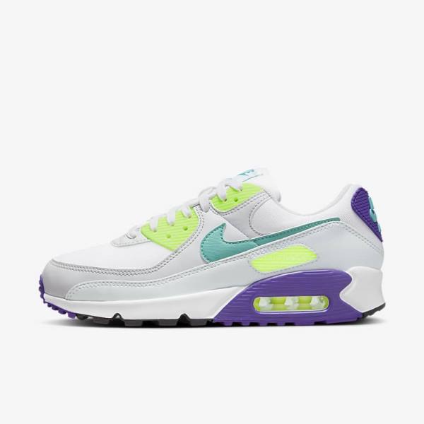 Zapatillas Nike Air Max 90 Mujer Blancas Plateadas Turquesa | NK591CNL