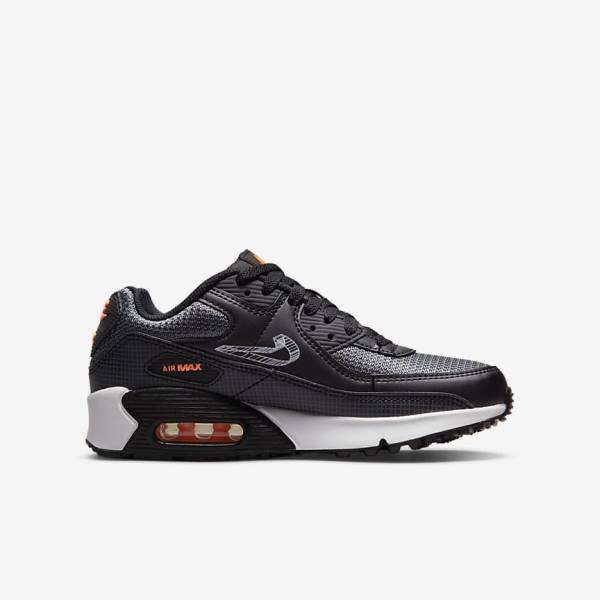 Zapatillas Nike Air Max 90 Older Niños Negras Naranjas Gris Blancas | NK105QJL