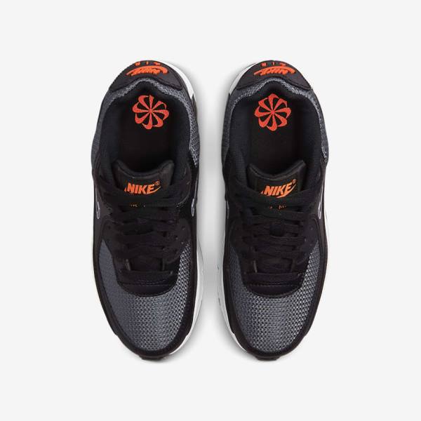 Zapatillas Nike Air Max 90 Older Niños Negras Naranjas Gris Blancas | NK105QJL