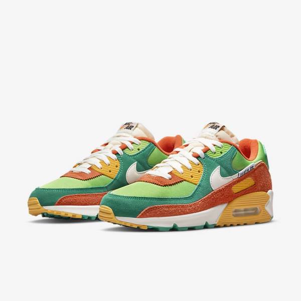 Zapatillas Nike Air Max 90 SE Hombre Verde Naranjas Verde | NK809NUM