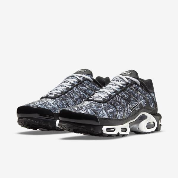 Zapatillas Nike Air Max Plus Hombre Negras Blancas Gris Oscuro Negras | NK460DFE