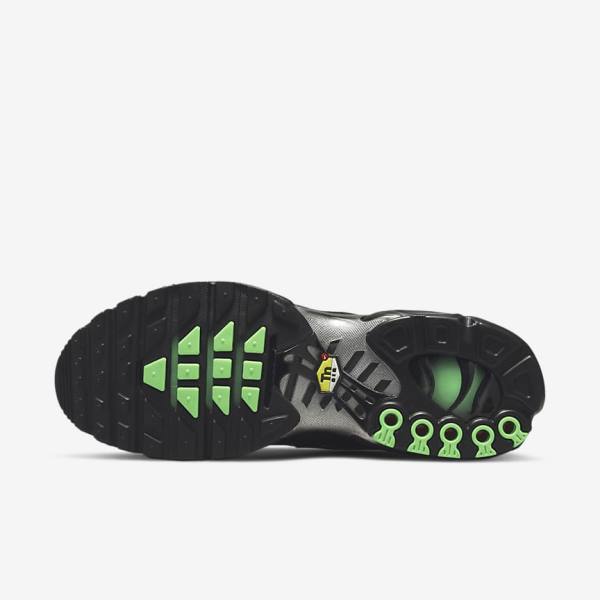 Zapatillas Nike Air Max Plus Hombre Negras Verde Metal Plateadas Negras | NK716KDS