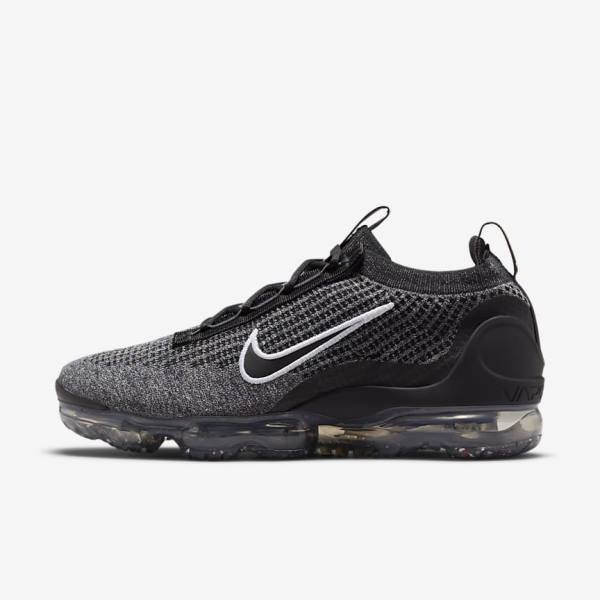 Zapatillas Nike Air VaporMax 2021 FK Hombre Negras Blancas Gris Oscuro Negras | NK538BZT