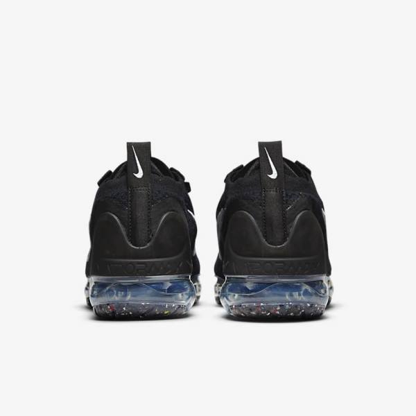 Zapatillas Nike Air VaporMax 2021 FK Mujer Negras Metal Plateadas Blancas | NK604JVA