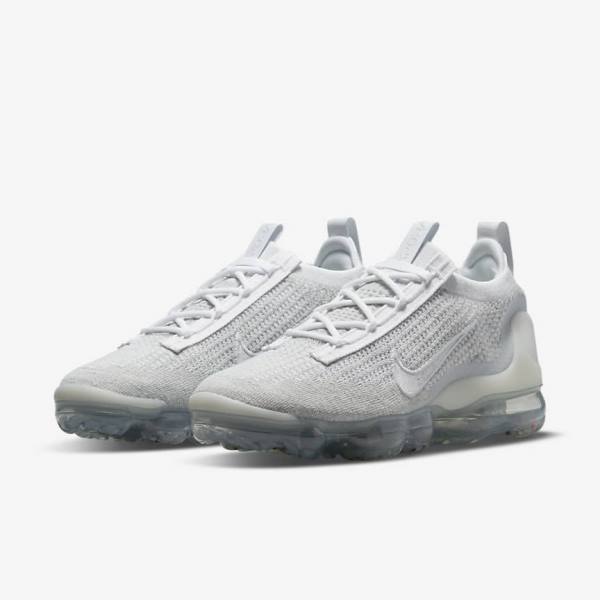 Zapatillas Nike Air VaporMax 2021 FK Mujer Blancas Plateadas Metal Plateadas Blancas | NK642OZL