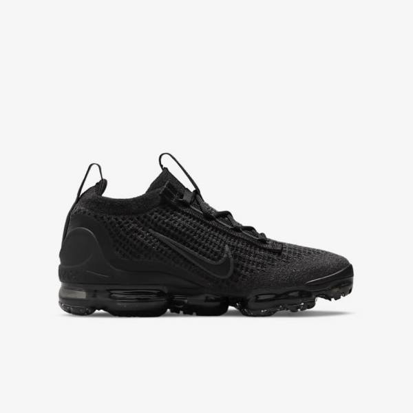 Zapatillas Nike Air VaporMax 2021 FK Older Niños Negras Gris Oscuro | NK752OLV