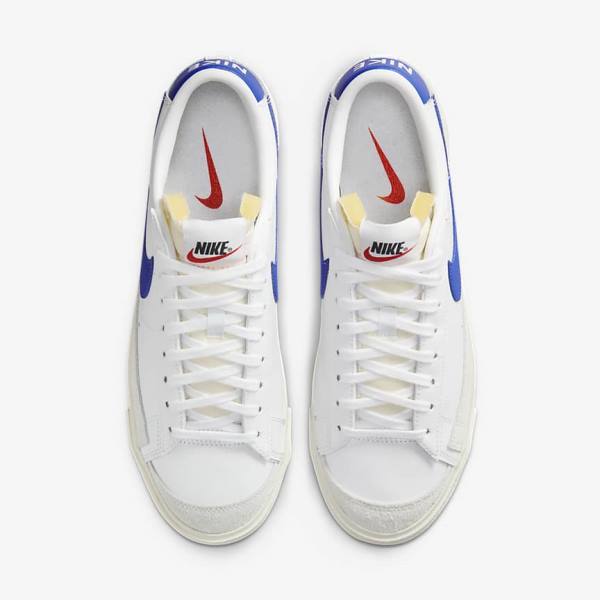 Zapatillas Nike Blazer Low 77 Vintage Hombre Blancas Azul Real | NK820ACX