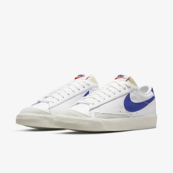 Zapatillas Nike Blazer Low 77 Vintage Hombre Blancas Azul Real | NK820ACX