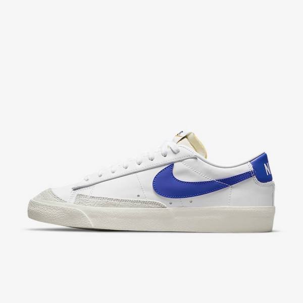 Zapatillas Nike Blazer Low 77 Vintage Hombre Blancas Azul Real | NK820ACX