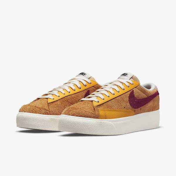 Zapatillas Nike Blazer Low Plataforma Mujer Doradas Rosas Burdeos | NK348RDV