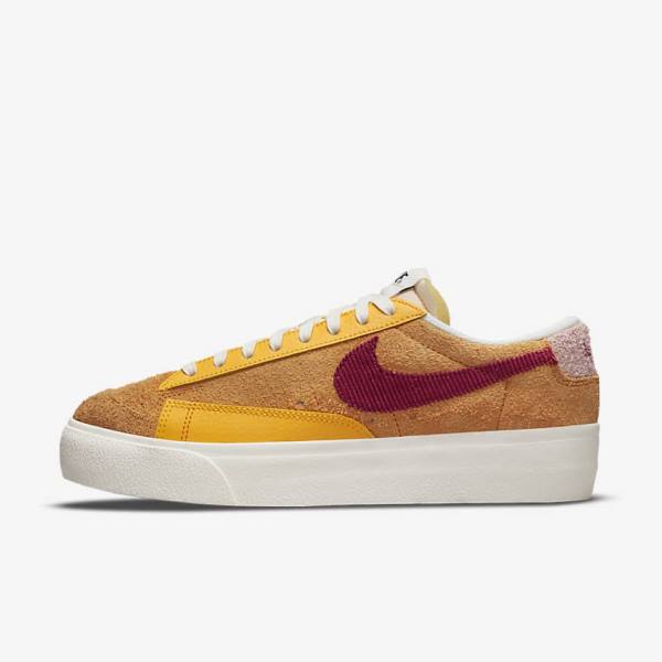 Zapatillas Nike Blazer Low Plataforma Mujer Doradas Rosas Burdeos | NK348RDV