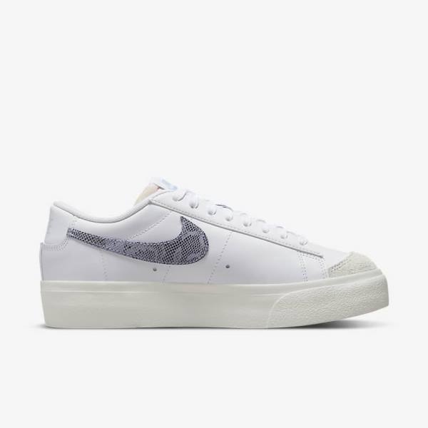 Zapatillas Nike Blazer Low Plataforma Mujer Blancas Azules Claro | NK584QEM