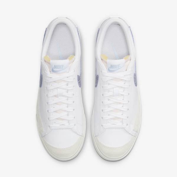 Zapatillas Nike Blazer Low Plataforma Mujer Blancas Azules Claro | NK584QEM