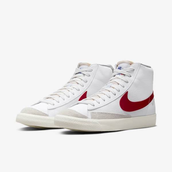 Zapatillas Nike Blazer Mid 77 Hombre Blancas Gris Claro Rojas | NK261AQP