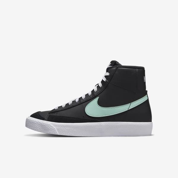 Zapatillas Nike Blazer Mid 77 Older Niños Negras Blancas Verde Menta | NK204LNI