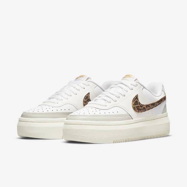 Zapatillas Nike Court Vision Alta Mujer Blancas Beige Claro Marrones | NK084SVC