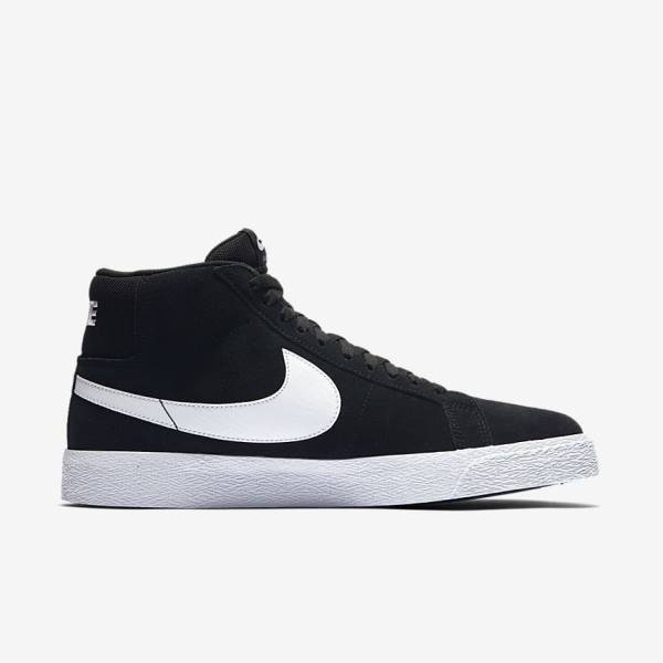 Zapatillas Nike SB Zoom Blazer Mid Hombre Negras Blancas | NK832VPA