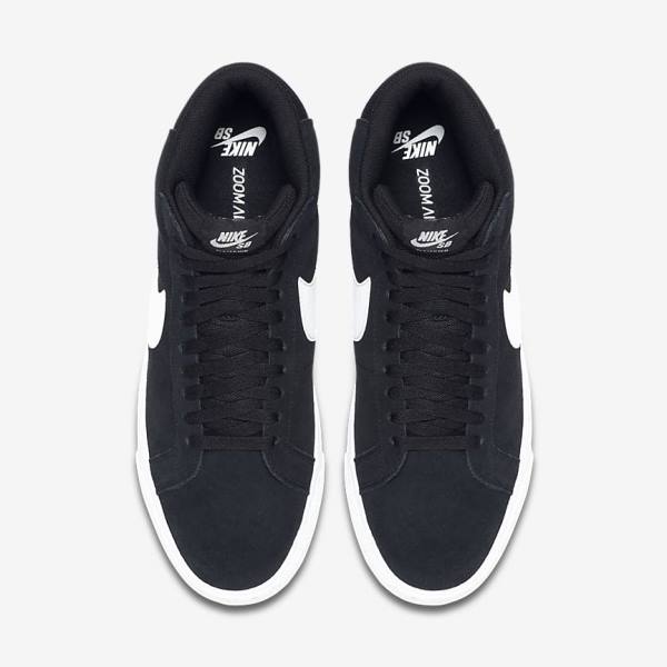 Zapatillas Nike SB Zoom Blazer Mid Hombre Negras Blancas | NK832VPA