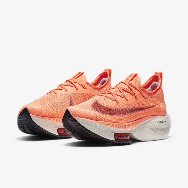 Zapatillas Running Nike Air Zoom Alphafly NEXT% Flyknit Carretera Carreras Mujer Mango Claro Metal Rojas Marrones Negras | NK293CVQ