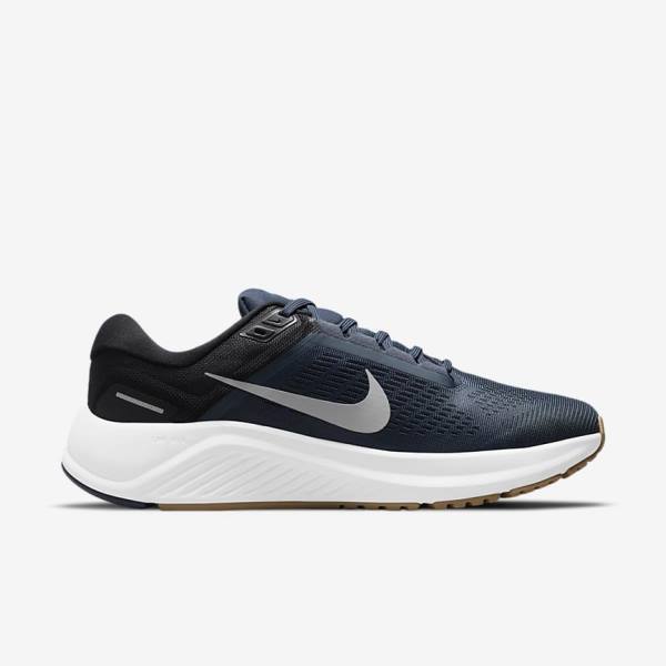 Zapatillas Running Nike Air Zoom Structure 24 Carretera Hombre Azules Negras Obsidian Oscuro Gris | NK568UEP