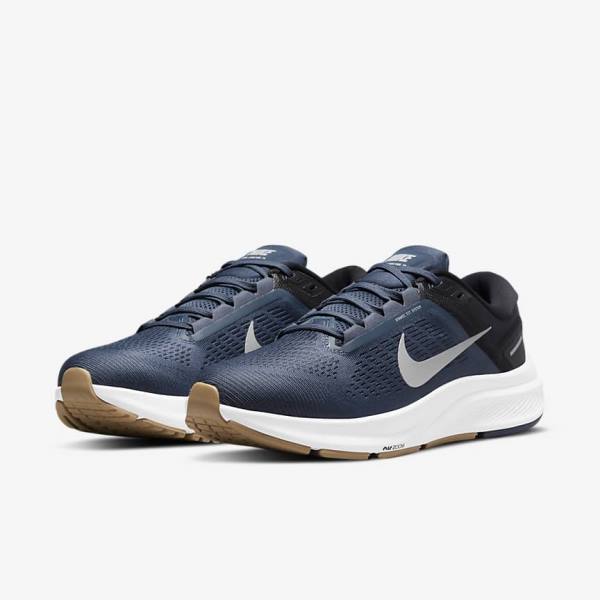 Zapatillas Running Nike Air Zoom Structure 24 Carretera Hombre Azules Negras Obsidian Oscuro Gris | NK568UEP