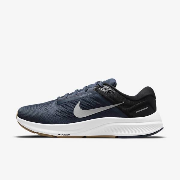 Zapatillas Running Nike Air Zoom Structure 24 Carretera Hombre Azules Negras Obsidian Oscuro Gris | NK568UEP