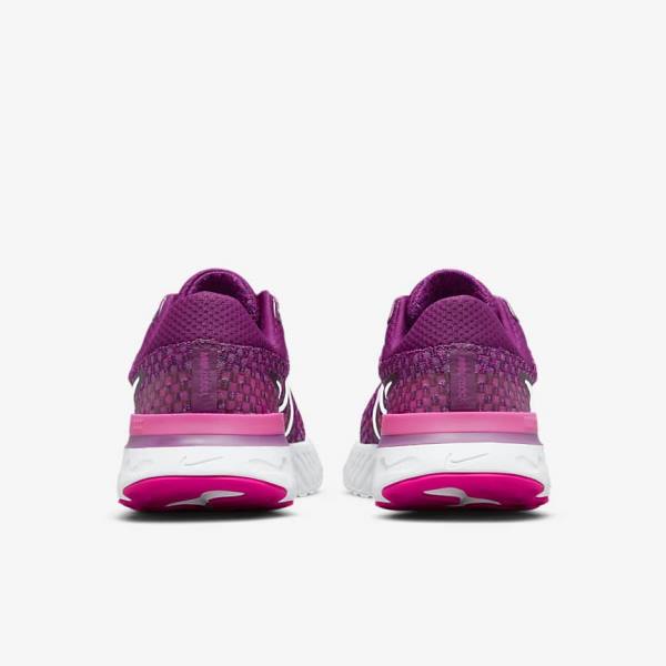 Zapatillas Running Nike React Infinity Run Flyknit 3 Carretera Mujer Burdeos Claro Rosas Blancas | NK298PMR