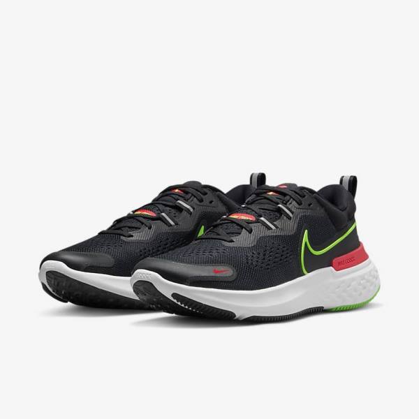 Zapatillas Running Nike React Miler 2 Carretera Hombre Negras Rojas Blancas Verde | NK432HPY