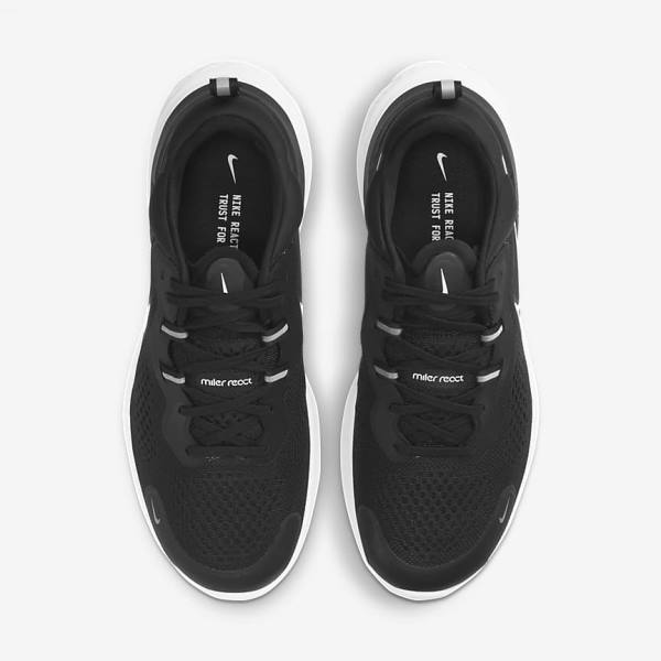 Zapatillas Running Nike React Miler 2 Carretera Hombre Negras Gris Blancas | NK807KGB