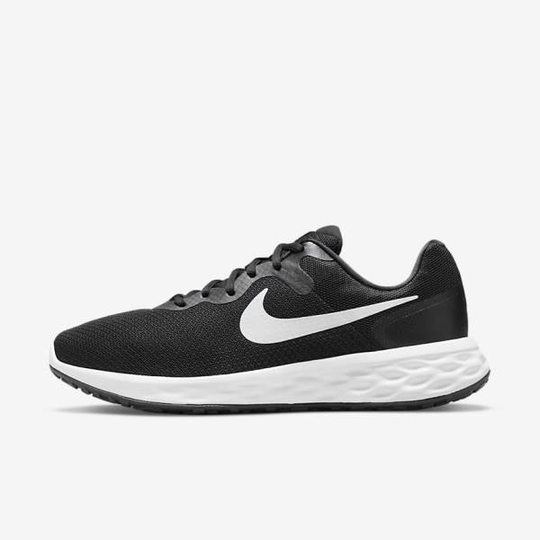 Zapatillas Running Nike Revolution 6 (Extra Anchos) Hombre Negras Gris Blancas | NK786AHM