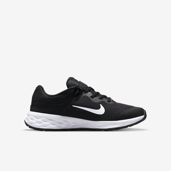 Zapatillas Running Nike Revolution 6 FlyEase Older Easy On-Off Carretera Niños Negras Gris Oscuro Blancas | NK319ZAD