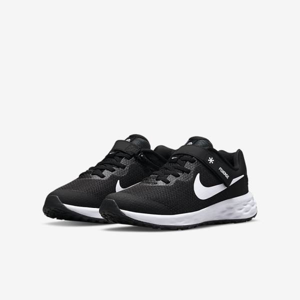 Zapatillas Running Nike Revolution 6 FlyEase Older Easy On-Off Carretera Niños Negras Gris Oscuro Blancas | NK319ZAD