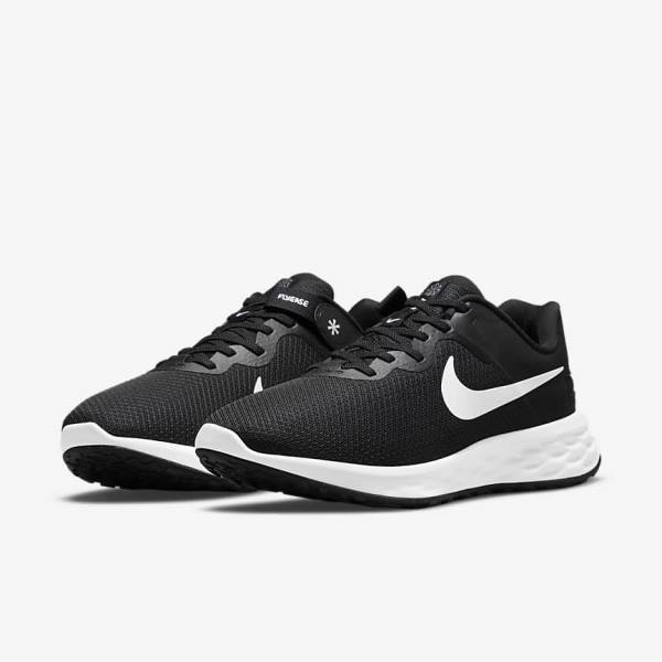 Zapatillas Running Nike Revolution 6 FlyEase Next Nature Easy-On-And-Off Carretera (Extra Anchos) Hombre Negras Gris Blancas | NK376HLW