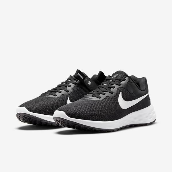 Zapatillas Running Nike Revolution 6 FlyEase Next Nature Easy On-Off Carretera Hombre Negras Gris Blancas | NK396RXI