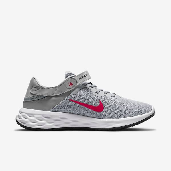 Zapatillas Running Nike Revolution 6 FlyEase Next Nature Easy On-Off Carretera Hombre Gris Claro Gris Oscuro Rojas | NK413ZAO