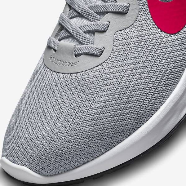 Zapatillas Running Nike Revolution 6 FlyEase Next Nature Easy On-Off Carretera Hombre Gris Claro Gris Oscuro Rojas | NK413ZAO