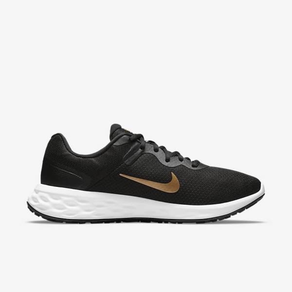 Zapatillas Running Nike Revolution 6 Next Nature Carretera Hombre Negras Blancas Metal Doradas | NK271SJF