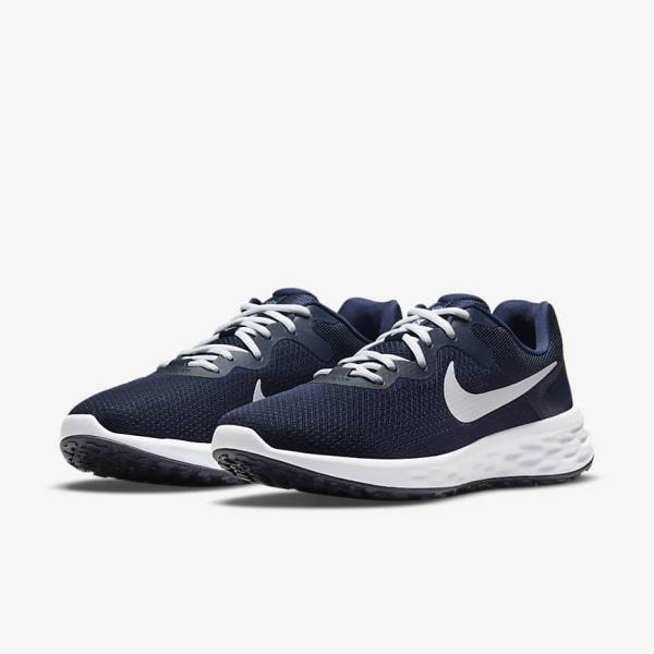 Zapatillas Running Nike Revolution 6 Next Nature Carretera Hombre Azul Marino Obsidian Blancas | NK904JHP