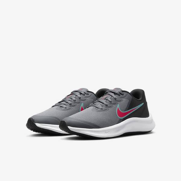 Zapatillas Running Nike Star Runner 3 Older Carretera Niños Gris Negras Rojas | NK762DQH