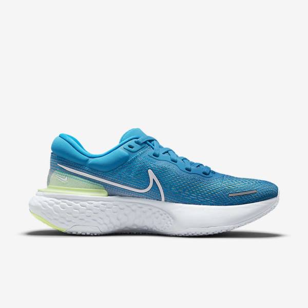 Zapatillas Running Nike ZoomX Invincible Run Flyknit Carretera Hombre Azules Verde Claro Gris Blancas | NK132SHV