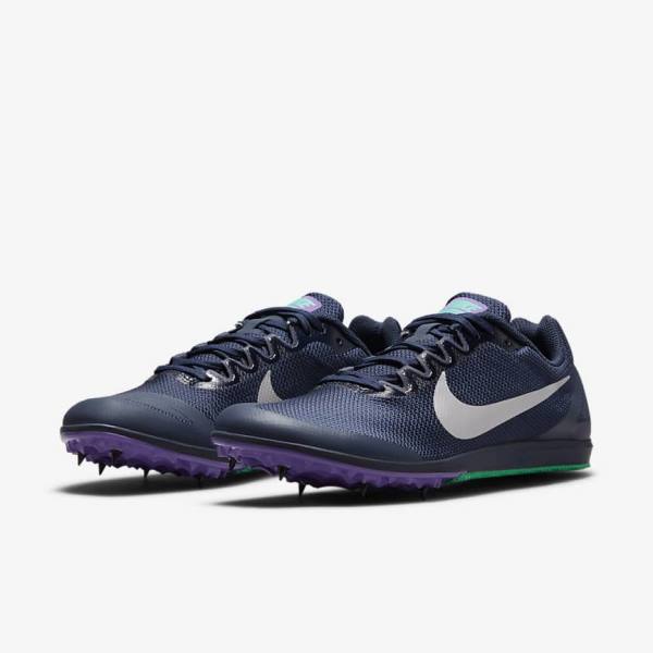 Zapatillas Running Nike Zoom Rival D 10 Athletics Distance Spikes Mujer Obsidian Turquesa Metal Plateadas | NK516KJG