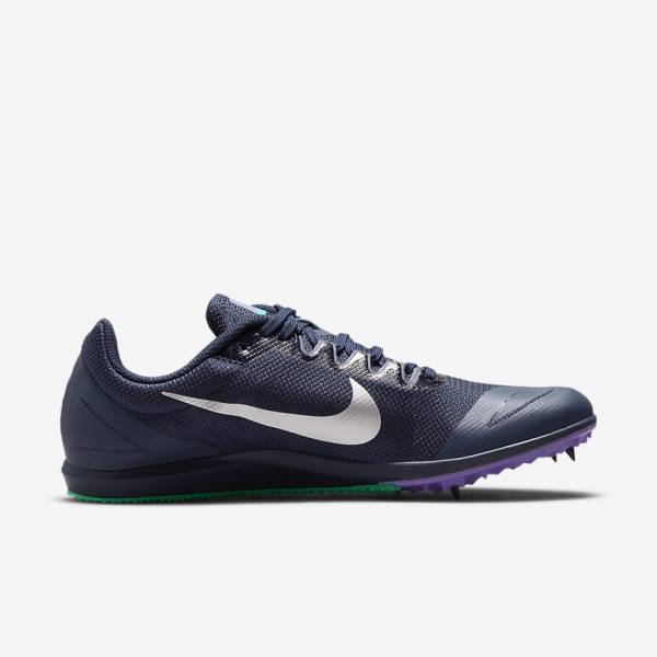 Zapatillas Running Nike Zoom Rival D 10 Athletics Distance Spikes Hombre Obsidian Turquesa Metal Plateadas | NK704CRH