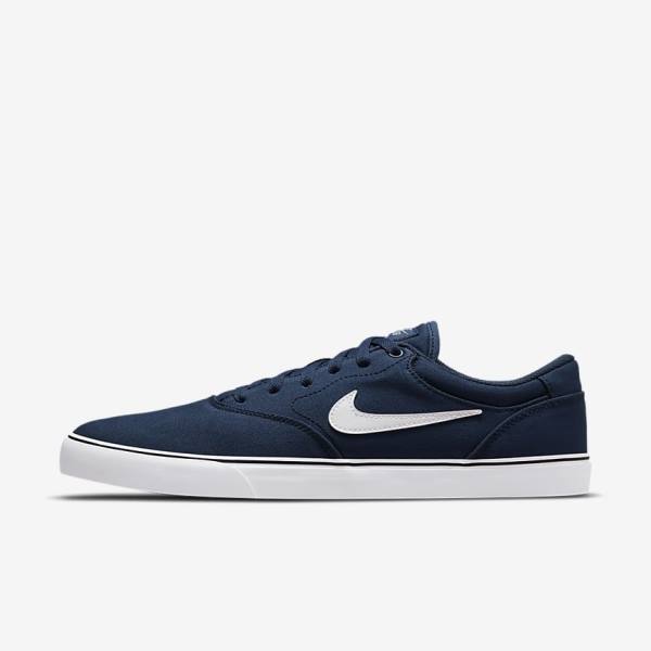 Zapatillas Skate Nike SB Chron 2 Lona Mujer Azul Marino Azul Marino Negras Blancas | NK603CBU