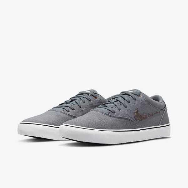 Zapatillas Skate Nike SB Chron 2 Lona Premium Mujer Gris Blancas | NK752LQJ