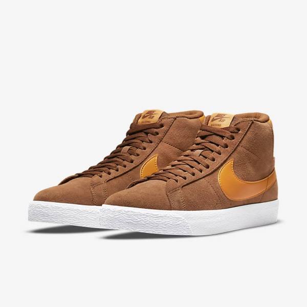 Zapatillas Skate Nike SB Zoom Blazer Mid Hombre Blancas Amarillo | NK358KVN